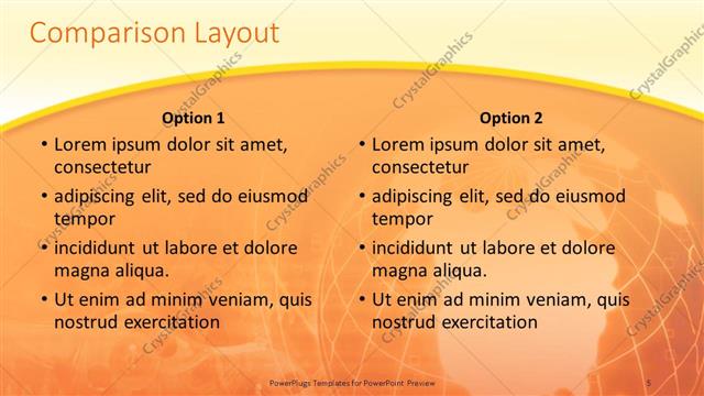 Comparison presentation slide layout