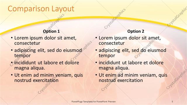 Comparison presentation slide layout