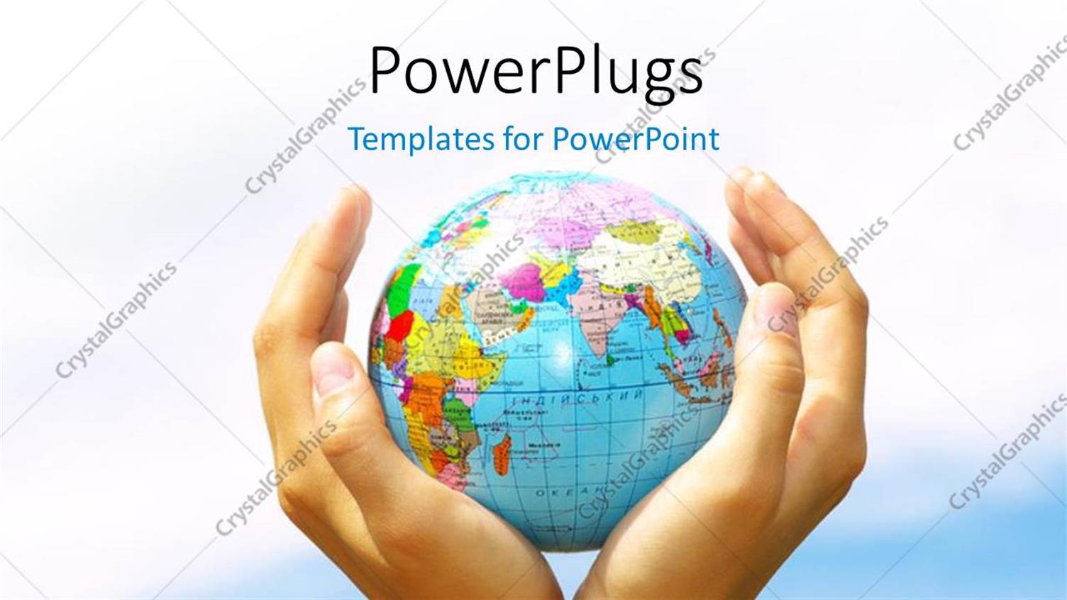 Featuring Earth Globe Held in Hand Over Blue Cloudy Sky