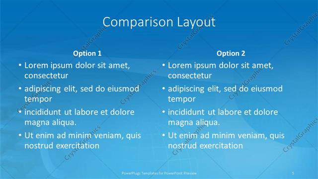 Comparison presentation slide layout