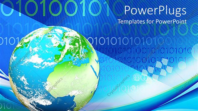  Presentation with binary blue - Earth globe with lots of binary codes on a blue background
