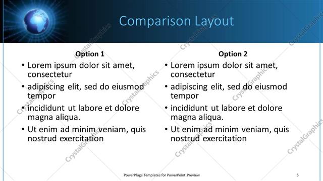 Comparison presentation slide layout