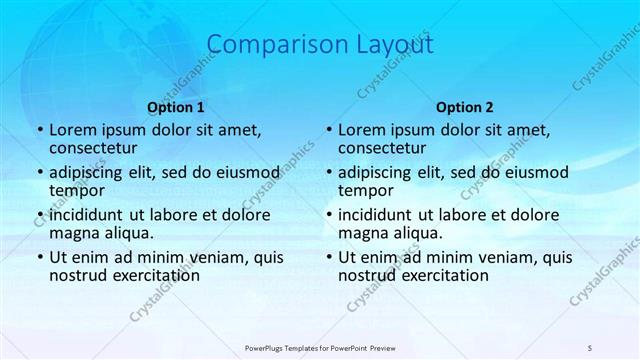 Comparison presentation slide layout