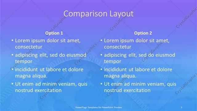 Comparison presentation slide layout