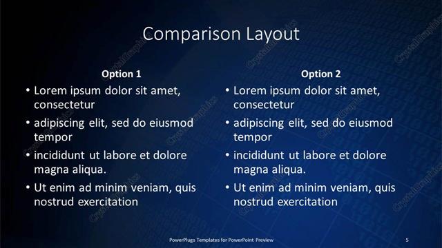 Comparison presentation slide layout