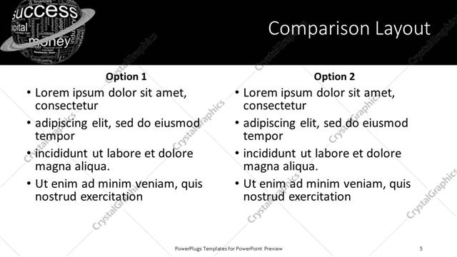 Comparison presentation slide layout