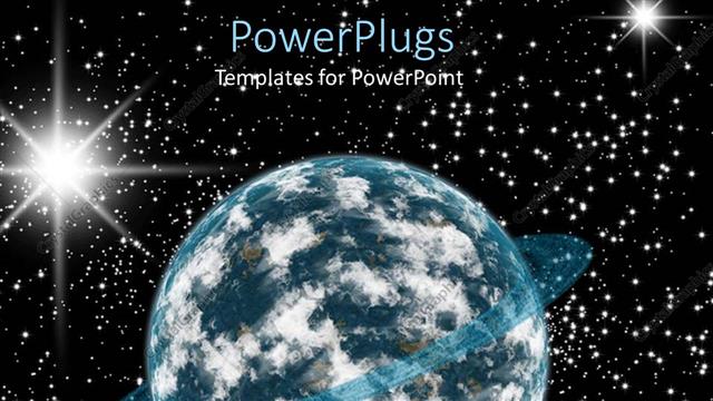  Presentation with ecology - An earth globe and its orbit with stars on a grass field