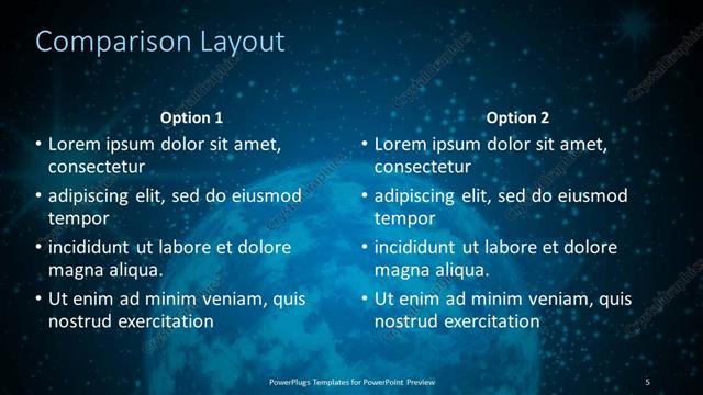 Comparison presentation slide layout