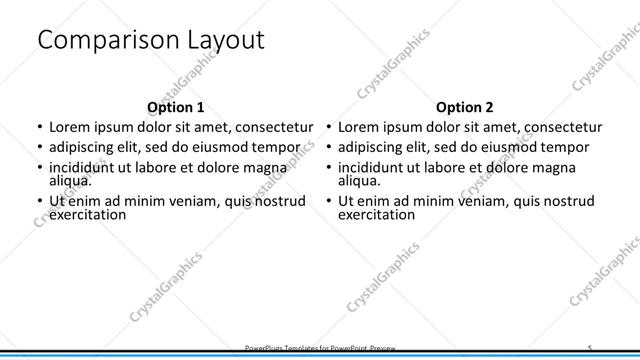 Comparison presentation slide layout