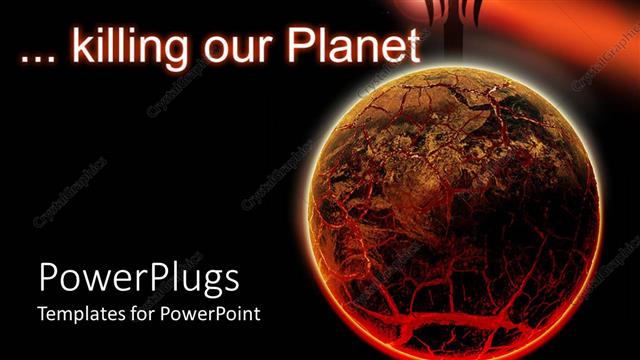 Presentation with crack - Earth globe with red crack lines with text killing in our planet