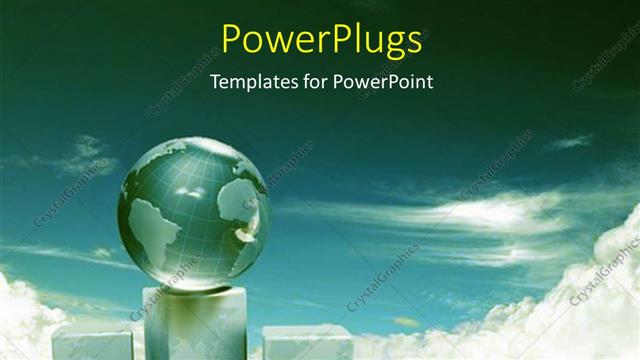  Presentation with box - Earth globe sitting on box over cloudy sky in background