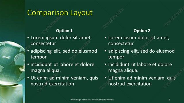 Comparison presentation slide layout