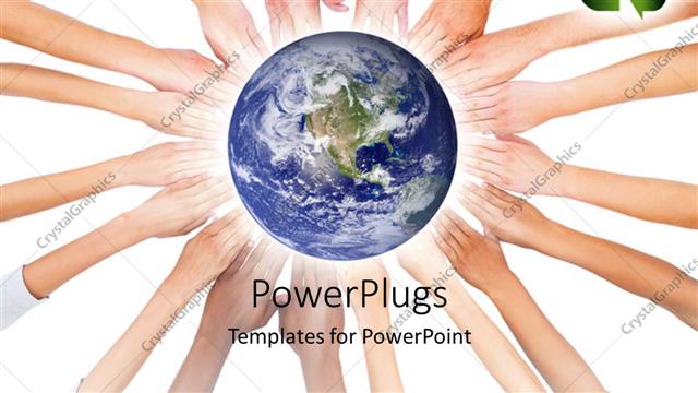  Presentation with earth recycle - Earth globe sitting on hands joined together with recycle symbol