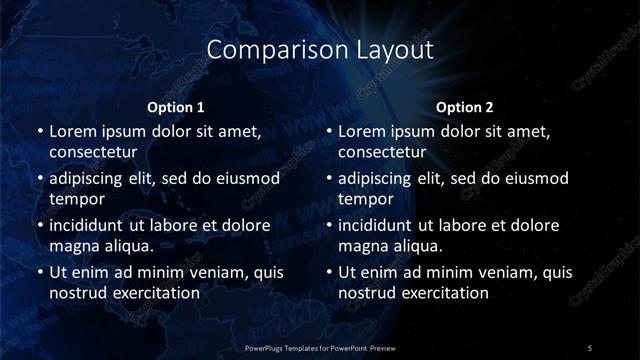 Comparison presentation slide layout