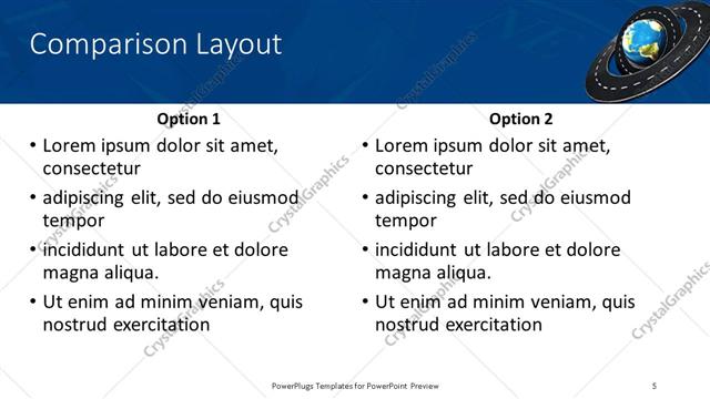 Comparison presentation slide layout