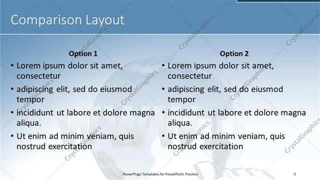 Comparison presentation slide layout