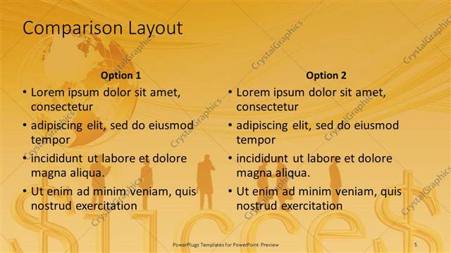 Comparison presentation slide layout
