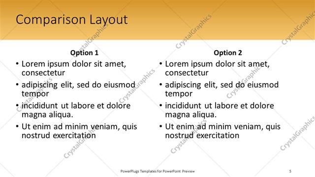 Comparison presentation slide layout