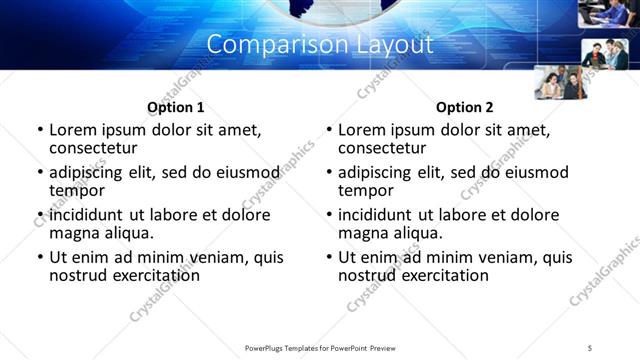 Comparison presentation slide layout