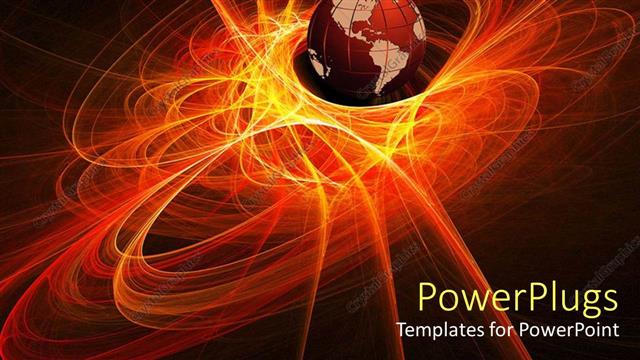  Presentation with light rays - Earth globe world in orange light rays, black background