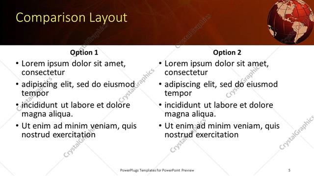 Comparison presentation slide layout