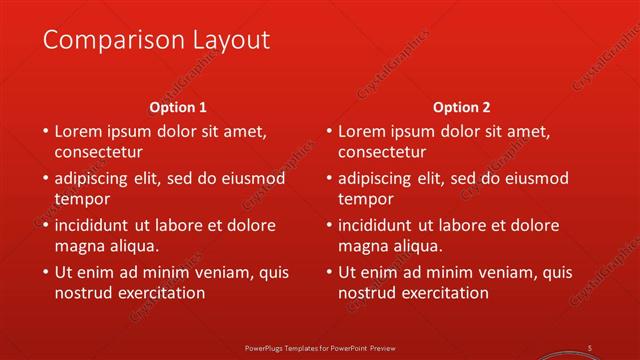 Comparison presentation slide layout