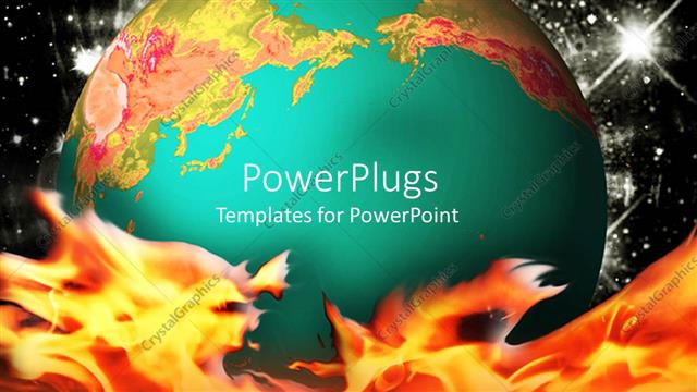  Presentation with green earth - The Earth represented in green form with fire in its bottom