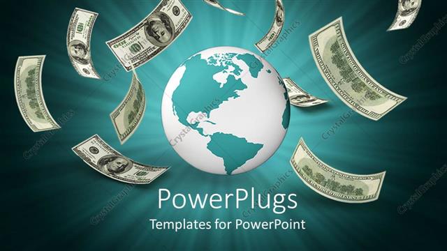  Presentation with finance - The Earth surrounded with a number of dollar notes