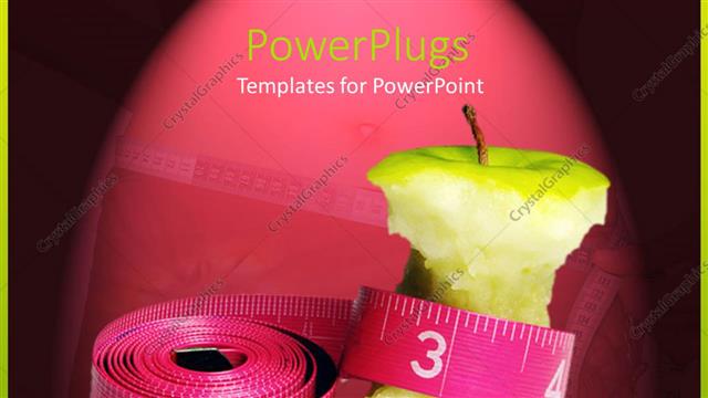  Presentation with tape - An eaten apple with measuring tape and pinkish background