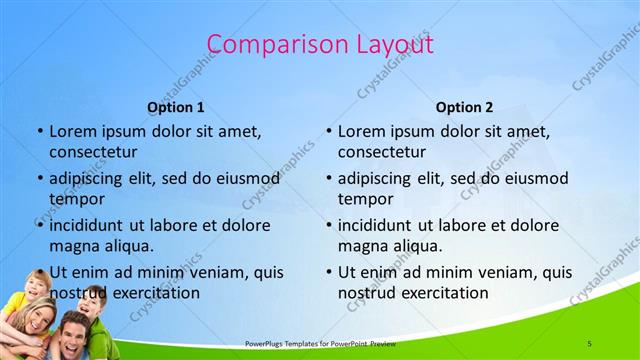 Comparison presentation slide layout