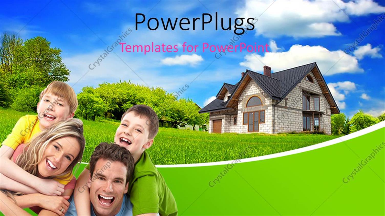 Featuring Happy Family with Beautiful Country House and Natural Environment