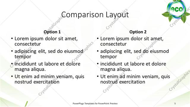 Comparison presentation slide layout