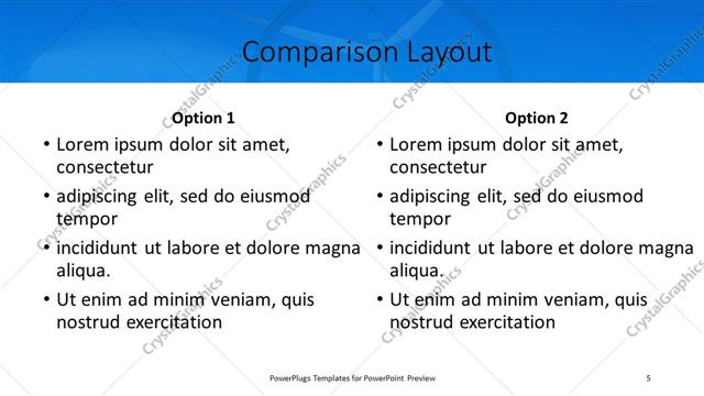 Comparison presentation slide layout