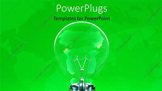  Presentation with ecology - Ecology depiction with transparent light bulb on green background