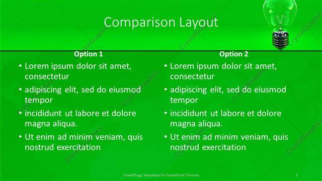Comparison presentation slide layout