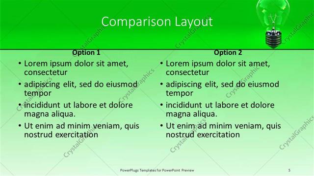Comparison presentation slide layout