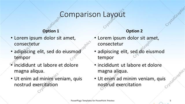 Comparison presentation slide layout