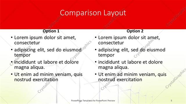 Comparison presentation slide layout