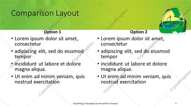 Comparison presentation slide layout