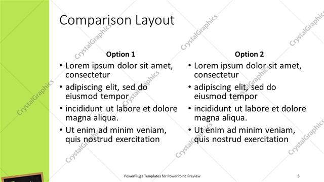 Comparison presentation slide layout