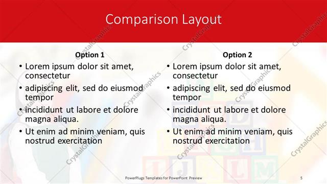 Comparison presentation slide layout