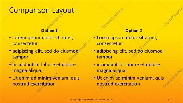 Comparison presentation slide layout