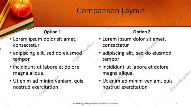 Comparison presentation slide layout