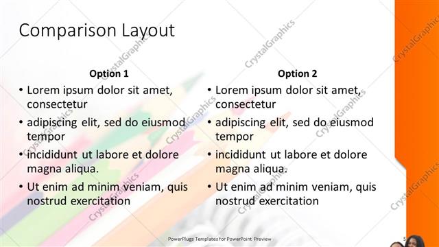 Comparison presentation slide layout