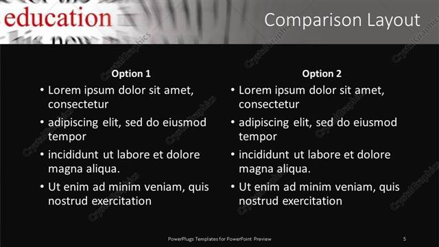 Comparison presentation slide layout