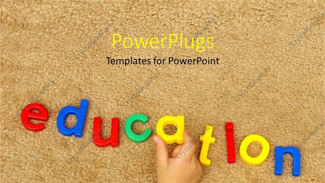  Presentation with sand - Education text with a hand on a sand looking background