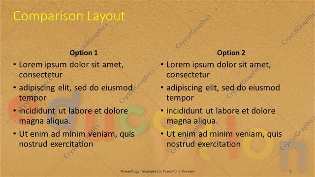 Comparison presentation slide layout