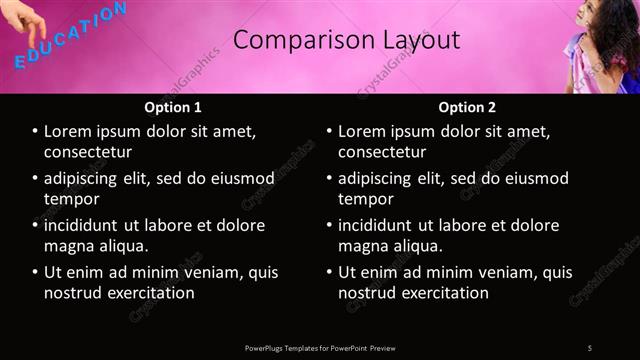 Comparison presentation slide layout