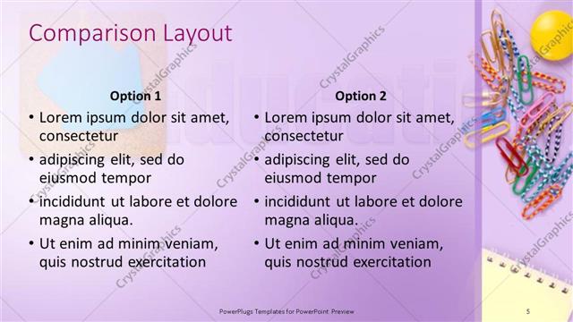 Comparison presentation slide layout