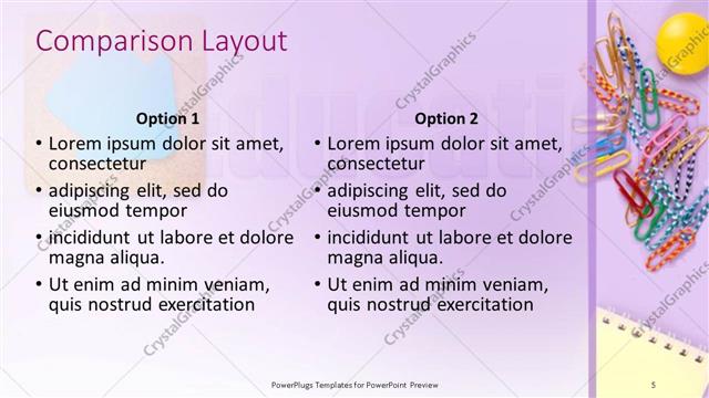 Comparison presentation slide layout